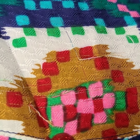 Anthropologie Maeve Top Geometric Print Woven Henley Blouse Bohemian Western - Picture 7 of 13